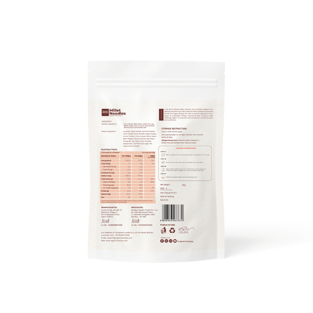 Kodo Millet Noodles (192g+12g) backside