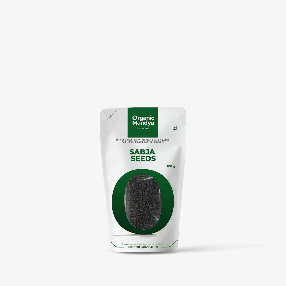 Sabja Seeds- (100g) Front - Organic Mandya 