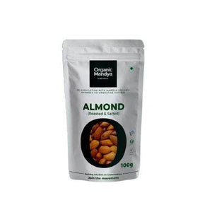 Almond (Roasted &Salted) 100 Front - Organic Mandya 